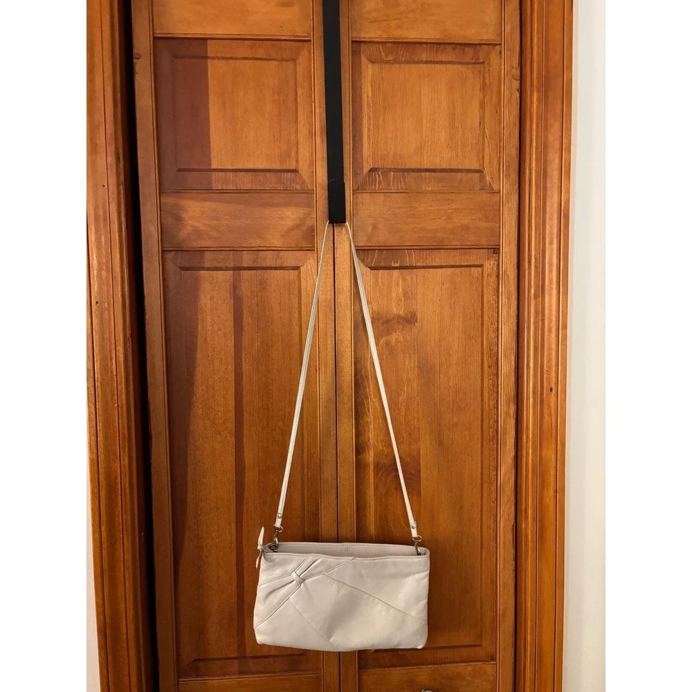 Leather Crossbody Bag Purse Womens Small Cream Vintage Bow Detail Good, Preowned
